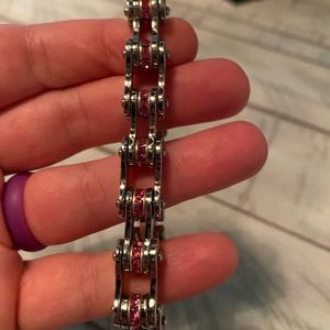 Motorcycle bike bracelet bling rhinestone pink